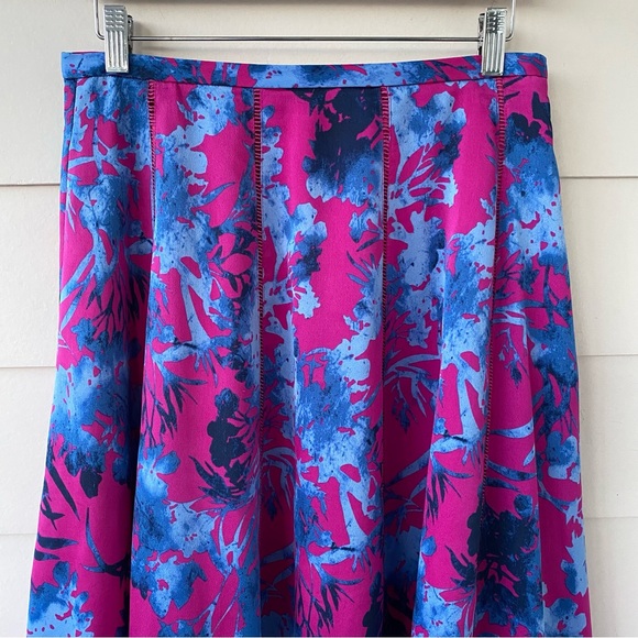 BANANA REPUBLIC • Bold Floral A Line Midi Skirt Pink/Blue Color Splash Size 2 - Picture 3 of 15